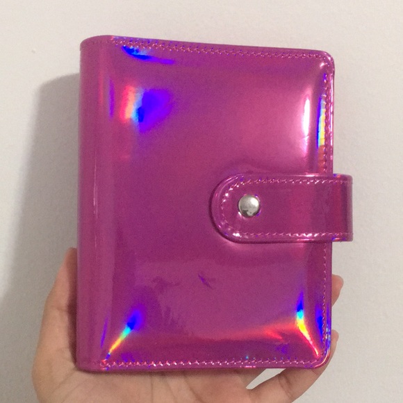 Iridescent Shiny Laser Hot Pink A7 Binder Budget Financial Planner Journal - Picture 1 of 6